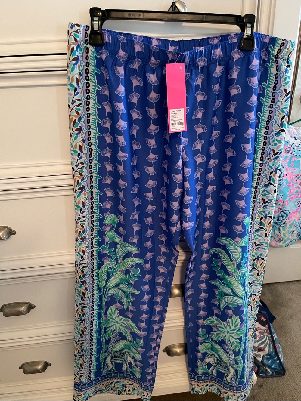 Lilly Pulitzer Blue Tropical-Print Wide-Leg Pajama Pant